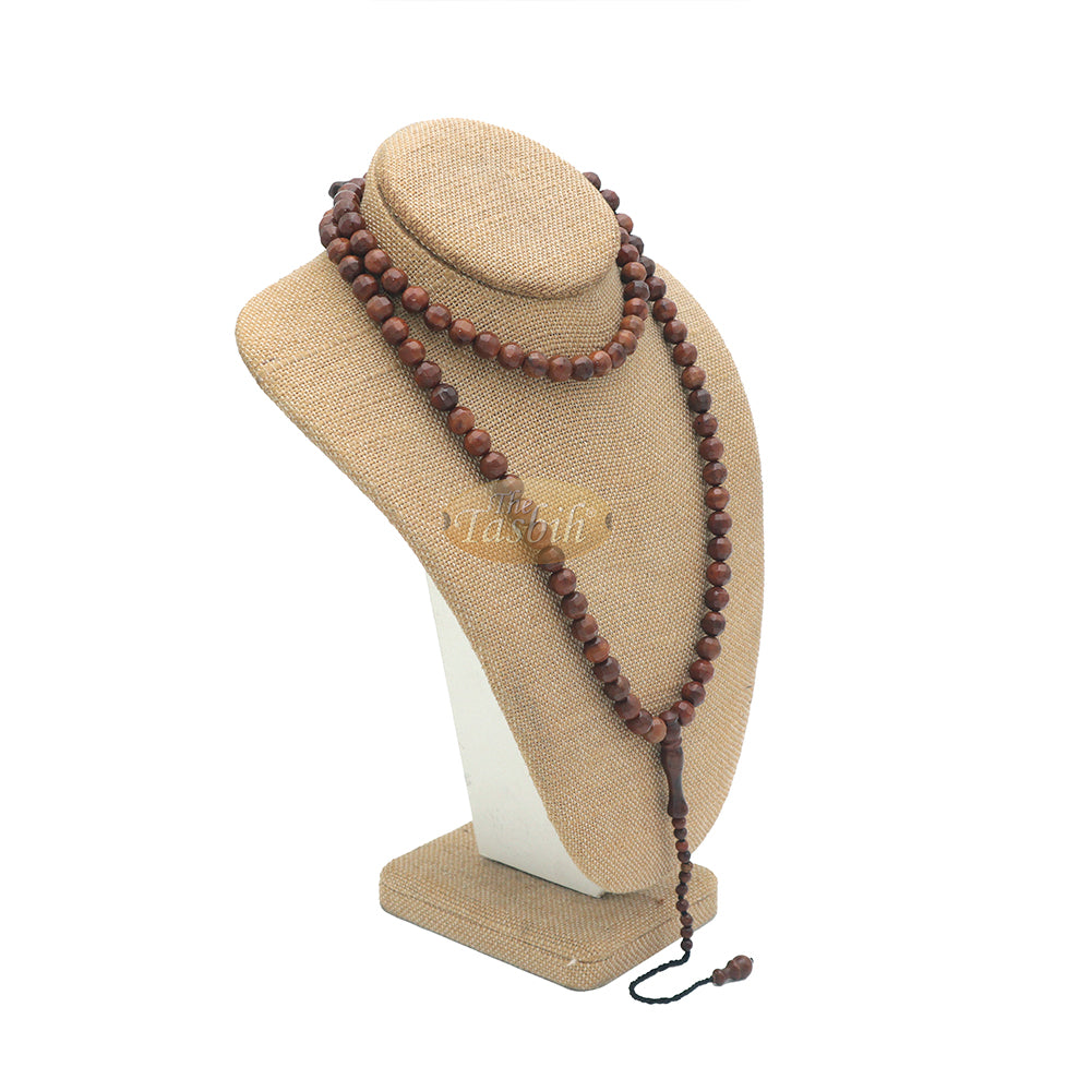 Brown Kuka 99 count Tasbih Prayer Beads - Handcrafted 9 mm Faceted Genuine natural Color Shiny Seed Rosary Beads in Gift Box
