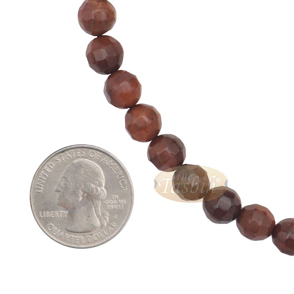 Brown Kuka 99 count Tasbih Prayer Beads – Handcrafted 9 mm Faceted Genuine natural Color Shiny Seed Rosary Beads in Gift Box