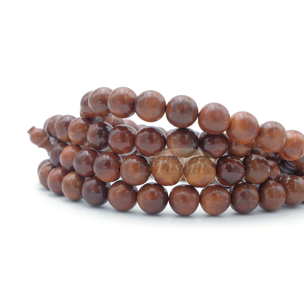 Large 12 mm Kuka Misbaha – Handcrafted 99-bead Muslim Prayer Beads Tasbih – Genuine Natural Color Shiny Seed Islamic Rosary in Gift Box