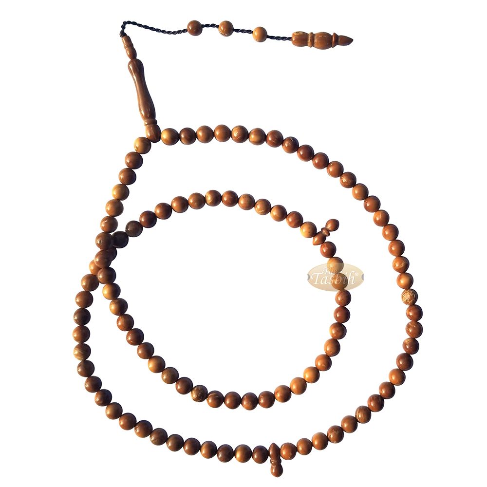 Genuine Kuka Tasbih Small 99-Ct Natural Color 6 mm Bead Handcrafted Turkish Seed Muslim Prayer Beads Sibha Misbaha Dhikr Tasbeeh Gift Boxed