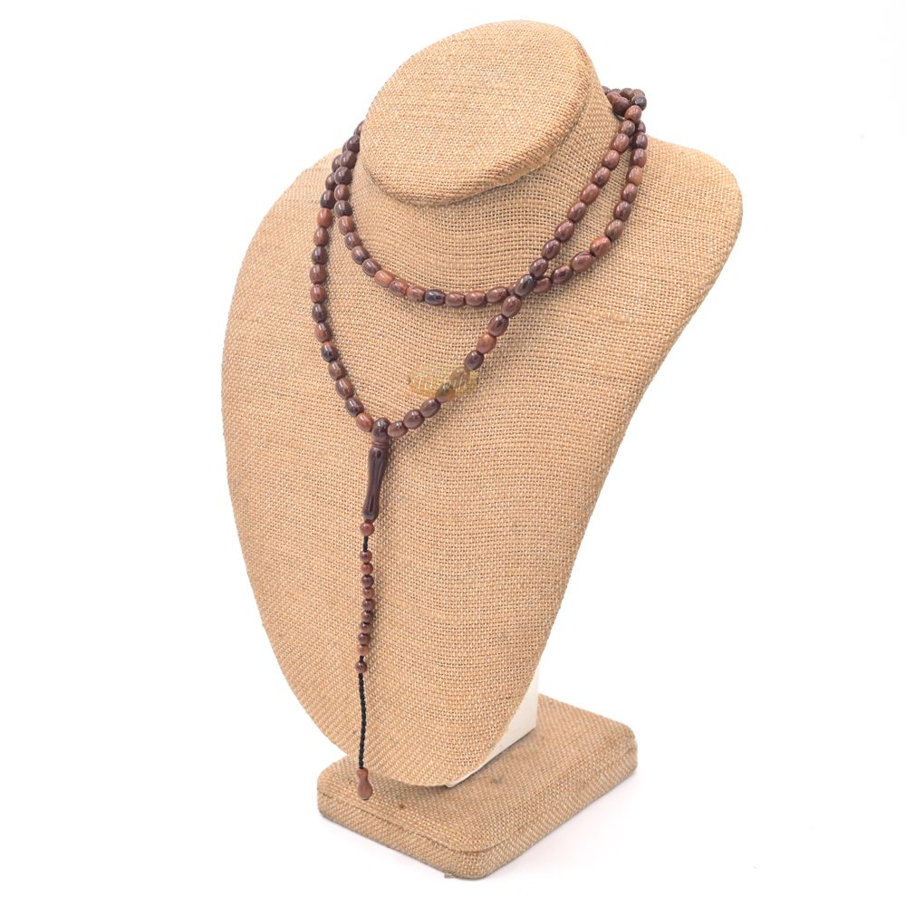 Genuine Kuka Tasbih 99 Beads 6x12mm – Brown Olive Shaped Lightweight Islamic Prayer Beads