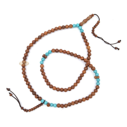 Kuka and Turquoise Muslim Prayer Beads with Adjustable Marker – 8mm Round Beads Made in Saudi Arabia