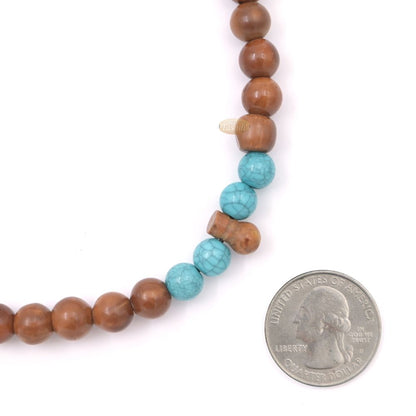 Kuka and Turquoise Muslim Prayer Beads with Adjustable Marker – 8mm Round Beads Made in Saudi Arabia