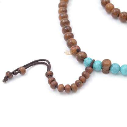 Kuka and Turquoise Muslim Prayer Beads with Adjustable Marker – 8mm Round Beads Made in Saudi Arabia