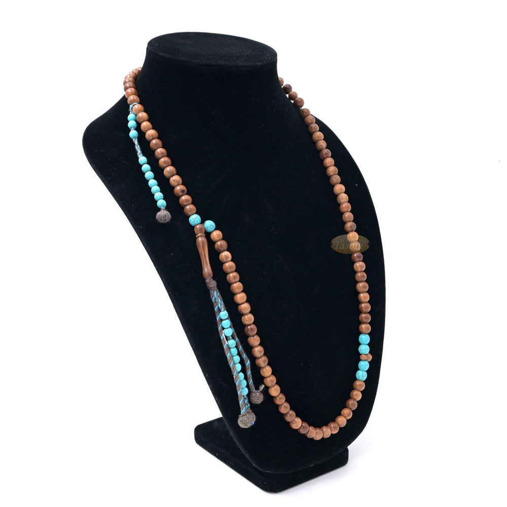 Kuka and Turquoise Muslim Prayer Beads with Adjustable Marker – 8mm Round Beads Made in Saudi Arabia