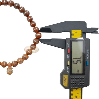 Natural Genuine Kuka Seed Tasbih Misbaha 99 count 8 mm Metal Inlay Beads Muslim Prayer Necklace