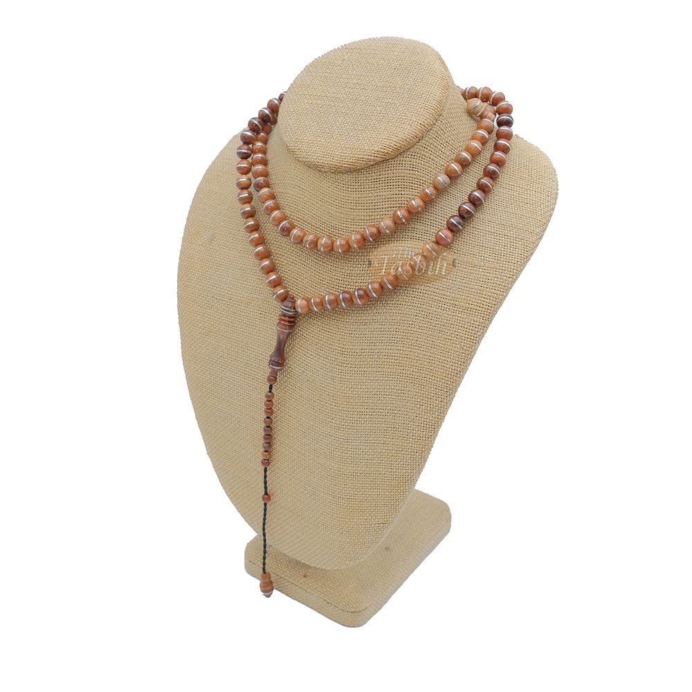 Natural Genuine Kuka Seed Tasbih Misbaha 99 count 8 mm Metal Inlay Beads Muslim Prayer Necklace