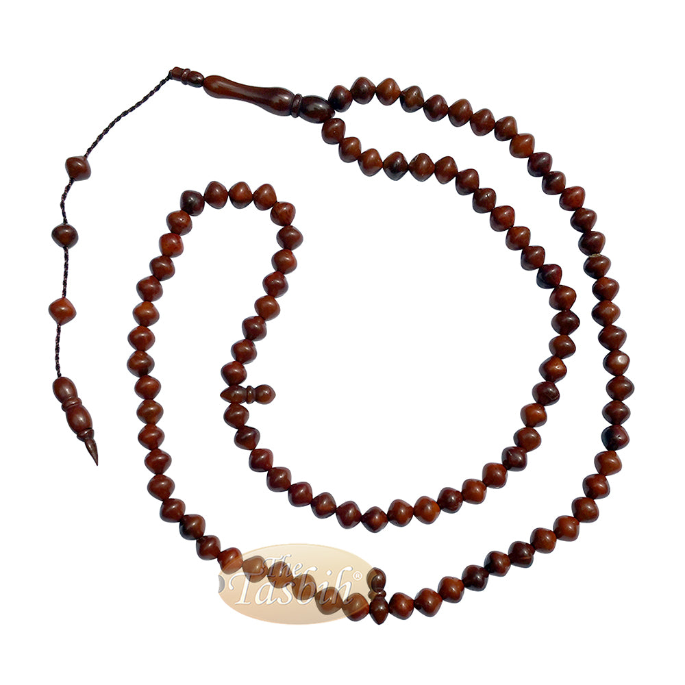 Dark Brown Saucer Shape 6x7 mm 99-Ct Turkish Style Koka Tasbih Prayer Beads