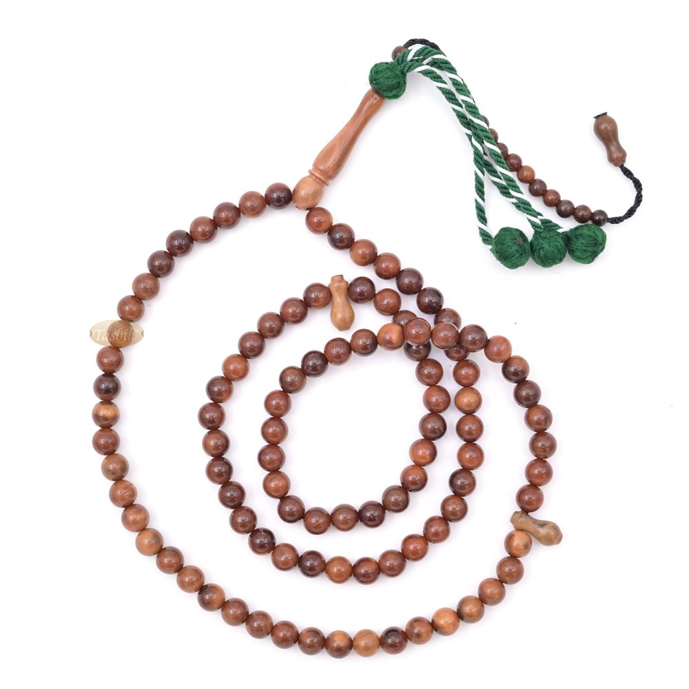 Natural Color Genuine Kuka 99 count Misbaha – Round-shaped Beads with Yarn Stops Choose sizes 7 to 9mm