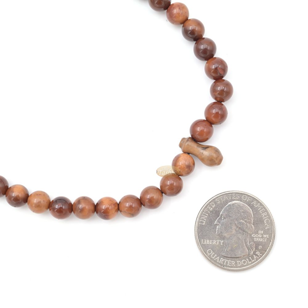 Natural Color Genuine Kuka 99 count Misbaha –  7-9mm Round-shaped Beads with Yarn Stops