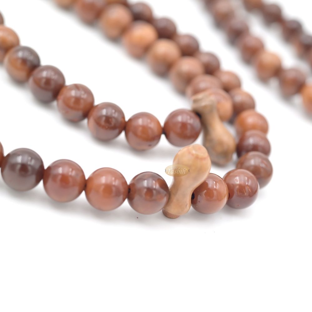 Natural Color Genuine Kuka 99 count Misbaha – Round-shaped Beads with Yarn Stops Choose sizes 7 to 9mm