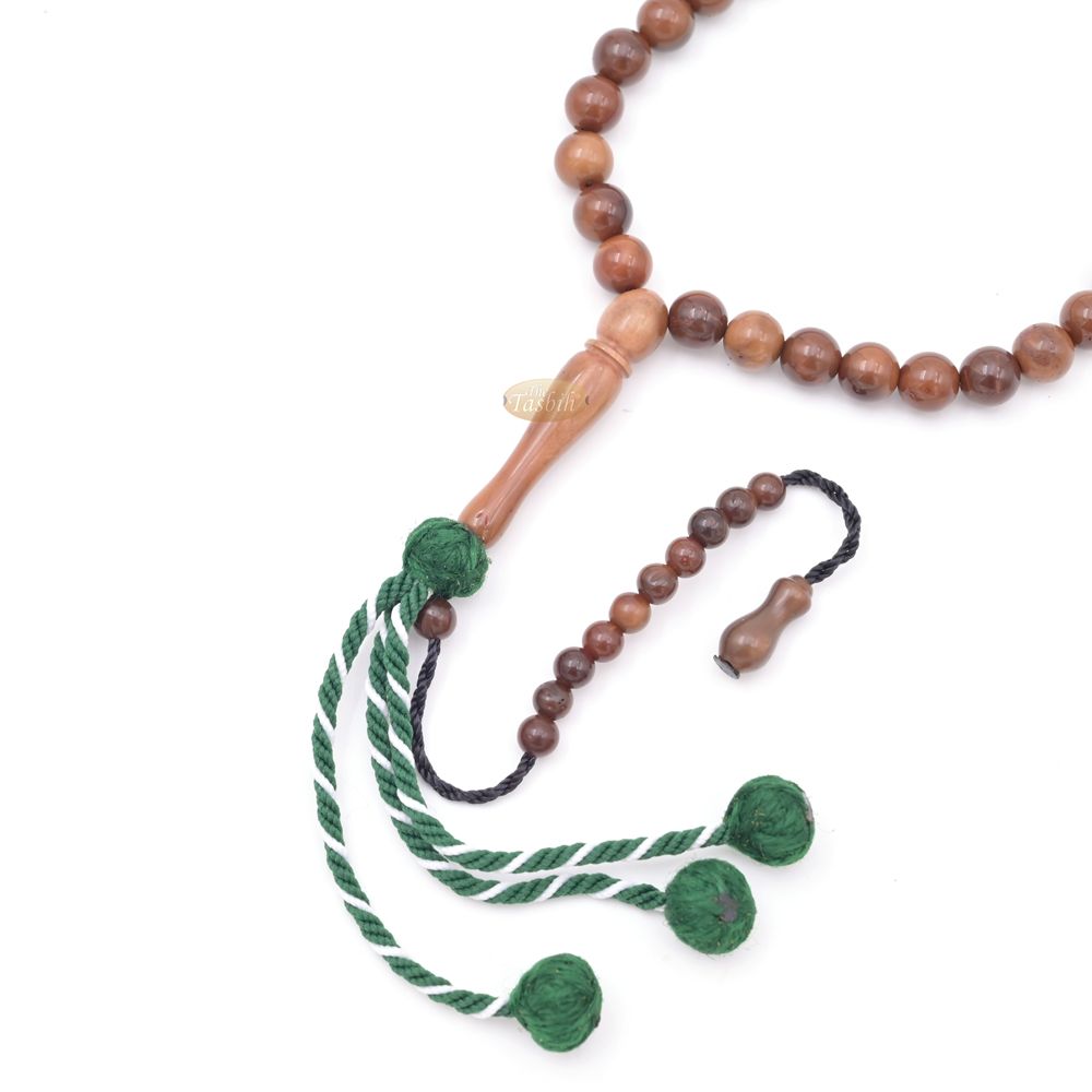 Natural Color Genuine Kuka 99 count Misbaha – Round-shaped Beads with Yarn Stops Choose sizes 7 to 9mm