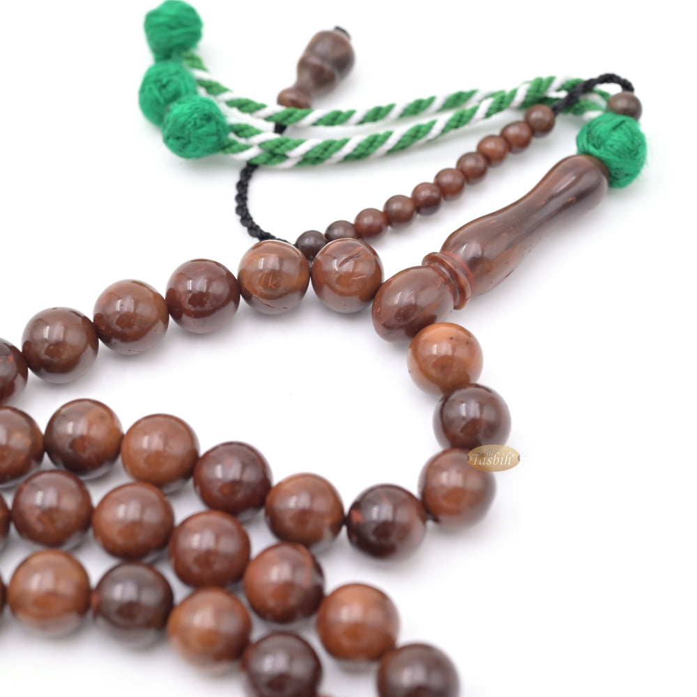 Natural Color Genuine Kuka 99 count Misbaha - Round-shaped Beads with Yarn Stops Choose Sizes 7 to 9mm