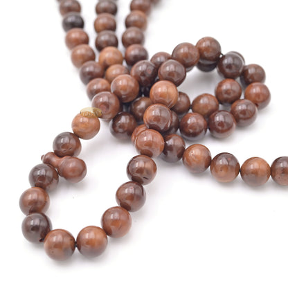 Natural Color Genuine Kuka 99 count Misbaha - Round-shaped Beads with Yarn Stops Choose Sizes 7 to 9mm