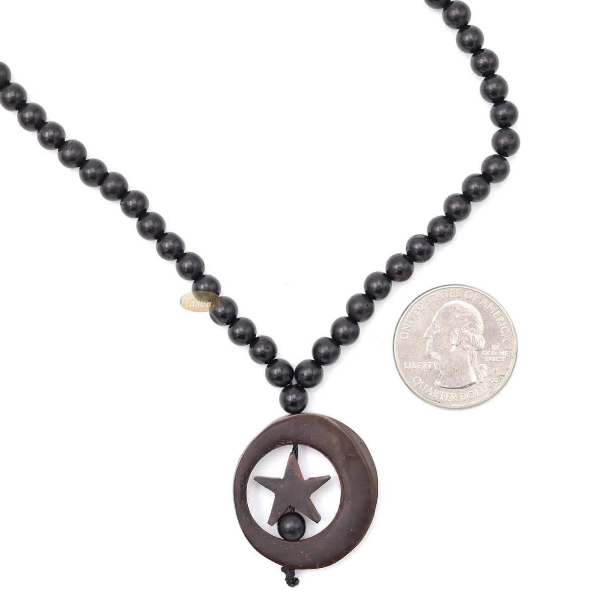 Natural Genuine Kuka 6mm Beads Necklace with Crescent & Star Pendant