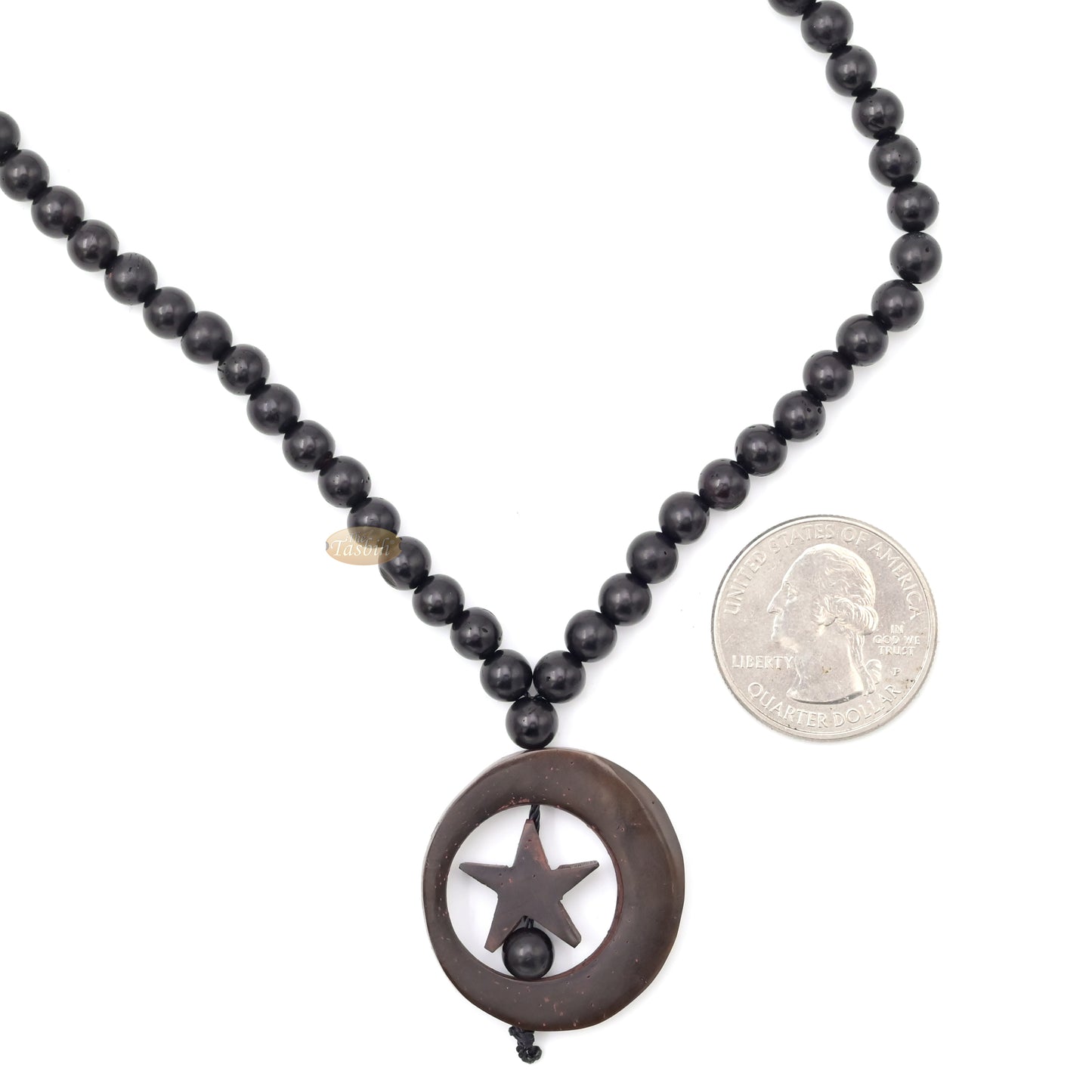 Natural Genuine Kuka 6mm Beads Necklace with Crescent & Star Pendant