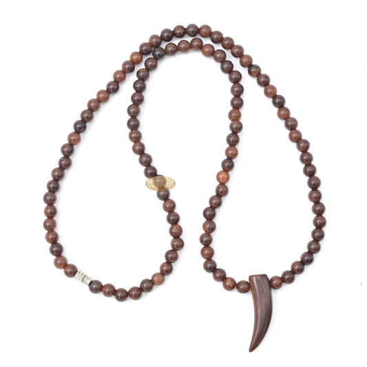 Natural Genuine Kuka 6mm Beads Necklace with Claw Wood Pendant