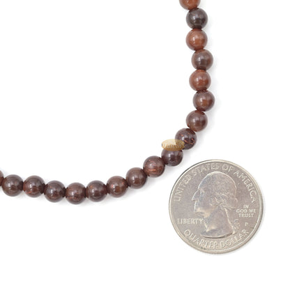 Natural Genuine Kuka 6mm Beads Necklace with Claw Wood Pendant