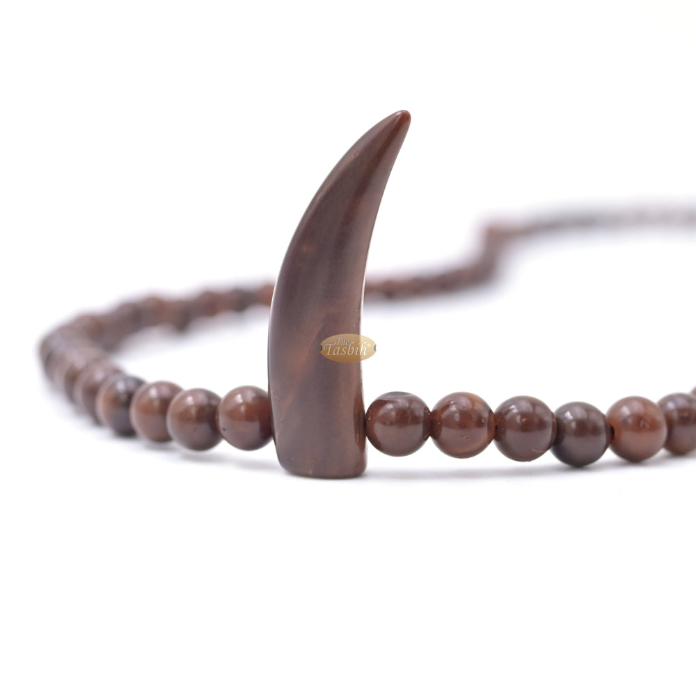Natural Genuine Kuka 6mm Beads Necklace with Claw Wood Pendant