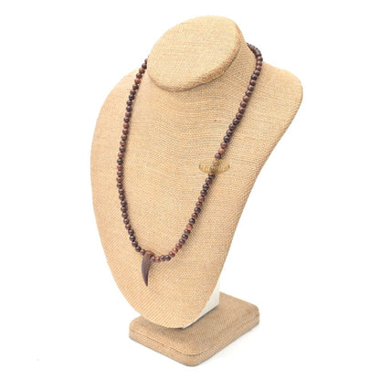 Natural Genuine Kuka 6mm Beads Necklace with Claw Wood pendant