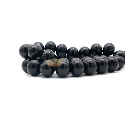 Tasbih Monomer Hitam 33 Butir Besar 12x9,5 mm 2 Rantai Rumbai