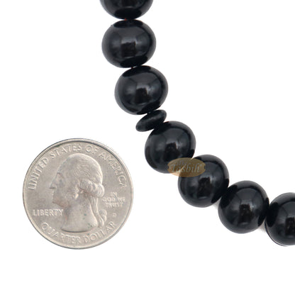 33-Bead Large 12X9.5mm Black Monomer Tasbih 2 Chain Tassel