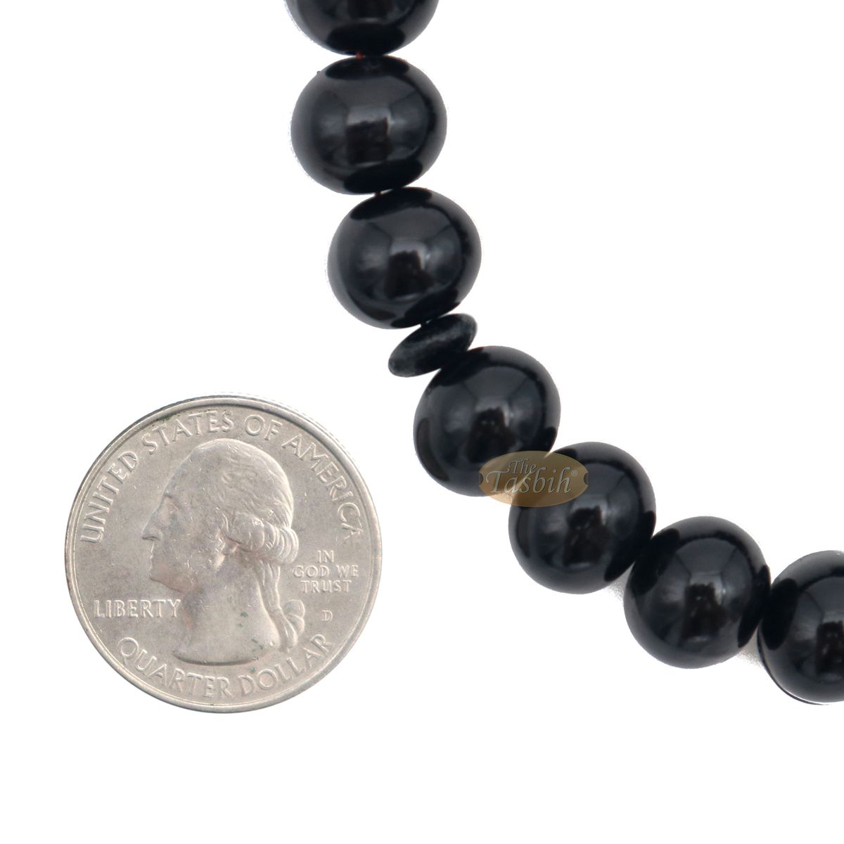 33-Bead Large 12×9.5 mm Black Monomer Tasbih 2 Chain Tassel