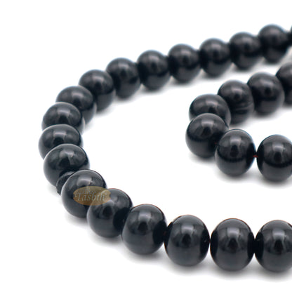 Tasbih Monomer Hitam 33 Butir Besar 12x9,5 mm 2 Rantai Rumbai