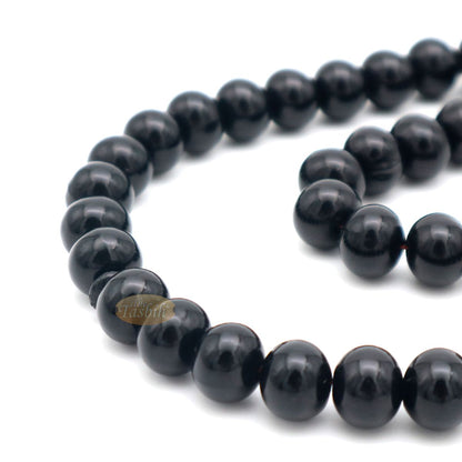 33-Bead Large 12×9.5 mm Black Monomer Tasbih 2 Chain Tassel