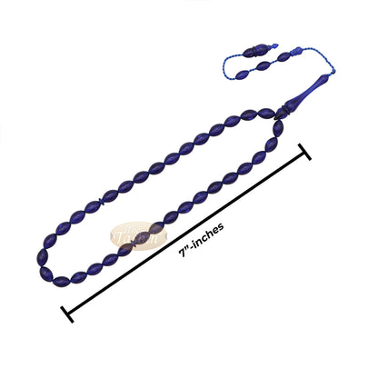 Tasbih Oval Runcing Bening Biru 33 Butiran Monomer 7x10 mm