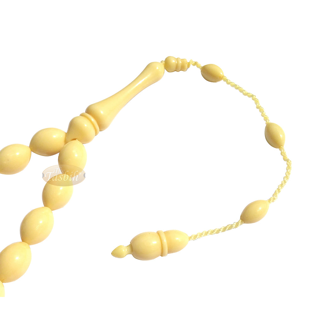 Cream Tapered Oval 33-Bead 8X12.5mm Turkish Prayer Beads Monomer