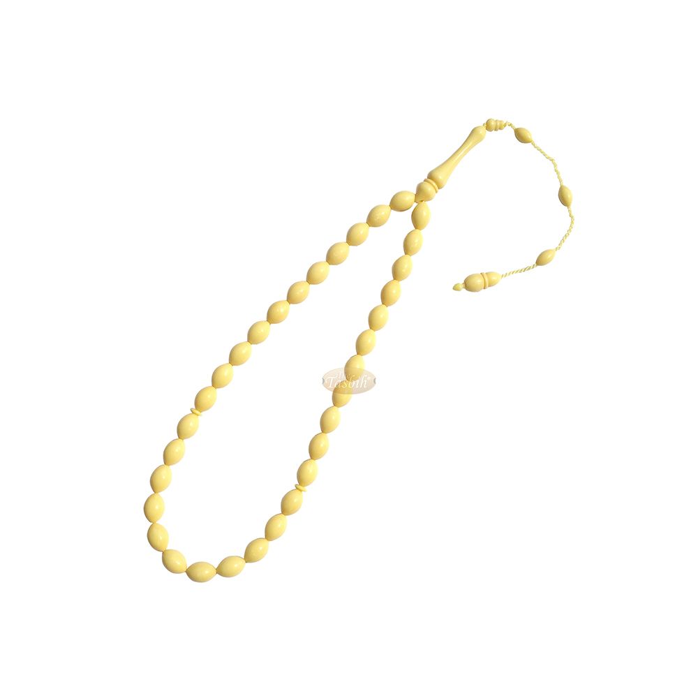 Cream Tapered Oval 33-Bead 8×12.5 mm Turkish Prayer Beads Monomer