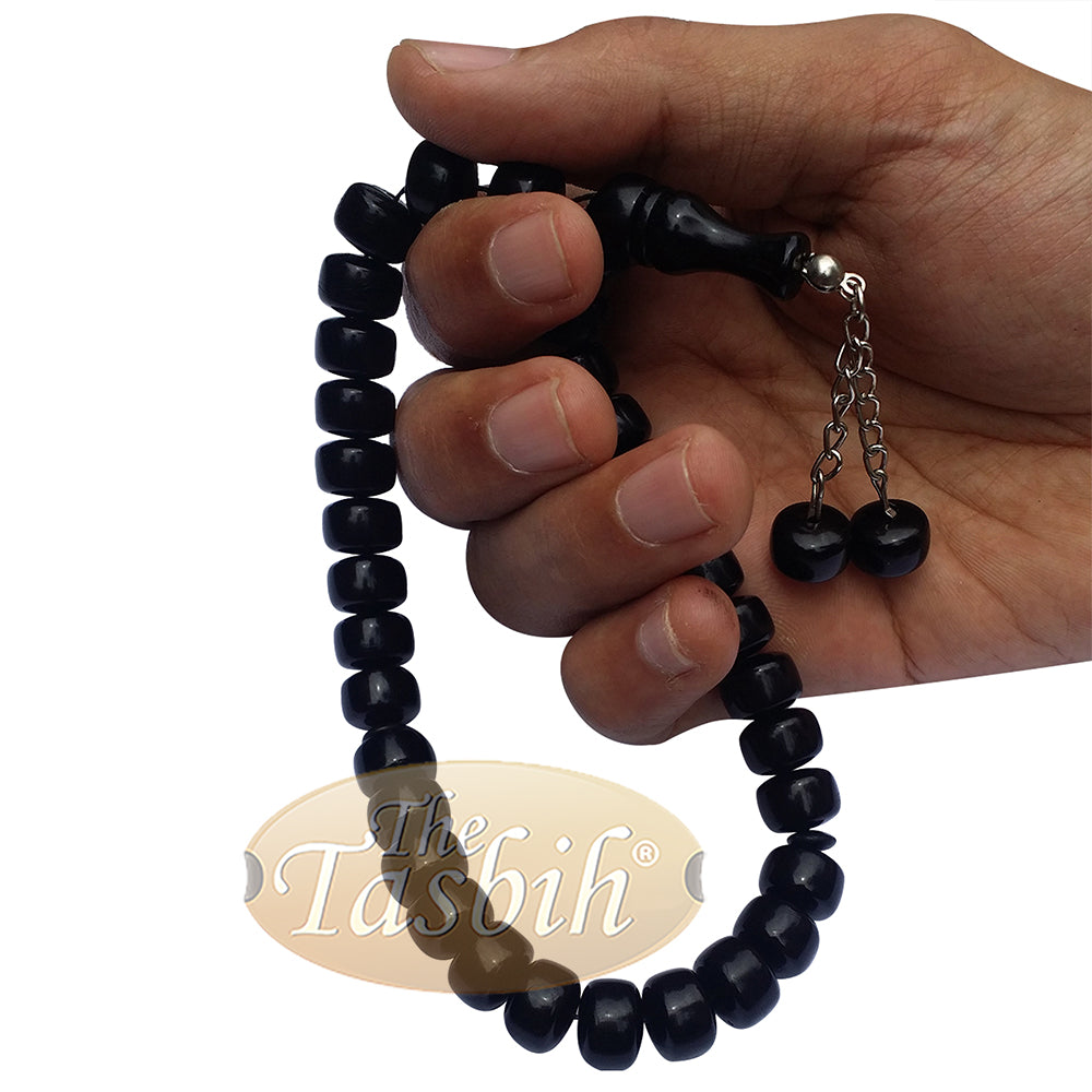 Tasbih Rantai Tasbih Monomer Hitam Bentuk Laras 33 Butir 12x8 mm