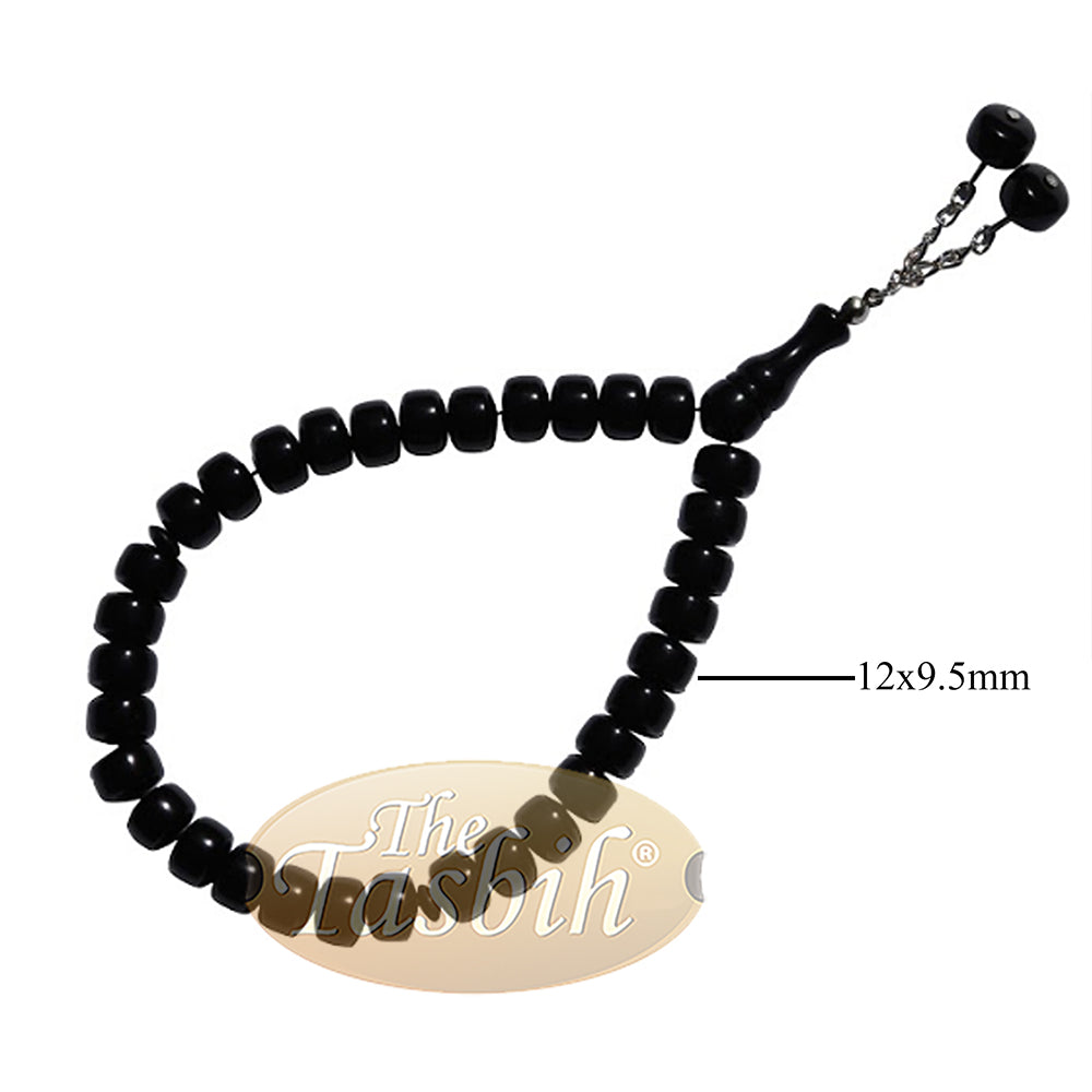 Tasbih Rantai Tasbih Monomer Hitam Bentuk Laras 33 Butir 12x8 mm