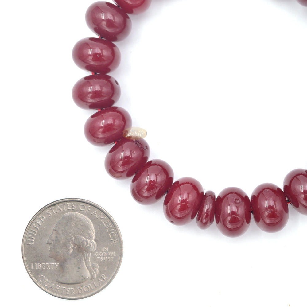 Premium Maroon Monomer 33ct Misbaha - 8x12mm Oval-shaped Muslim Prayer Beads