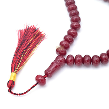 Premium Maroon Monomer 33ct Misbaha - 8x12mm Oval-shaped Muslim Prayer Beads