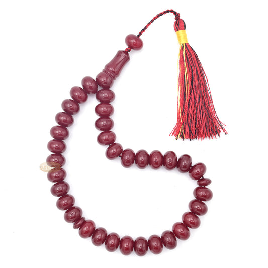 Tasbih Monomer Merah Marun Premium 33 butir - Tasbih Muslim Berbentuk Oval 8x12mm