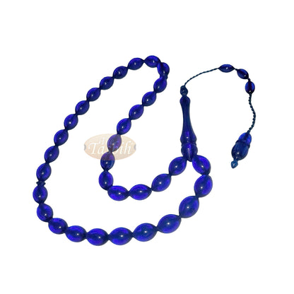 Tasbih Tapered Oval Translucent Blue 33 8X12.5mm Monomer Beads