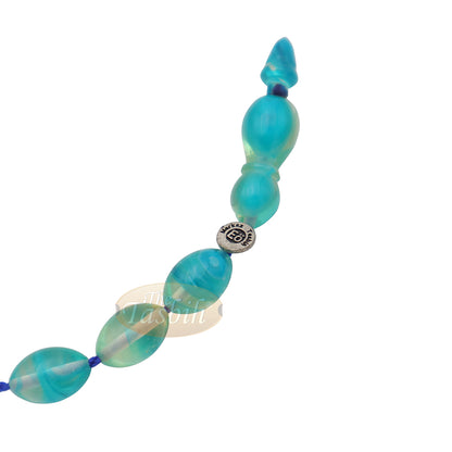 Aquamarine Oval Monomer 33ct Misbaha - Tasbih Muslim 12x9 mm