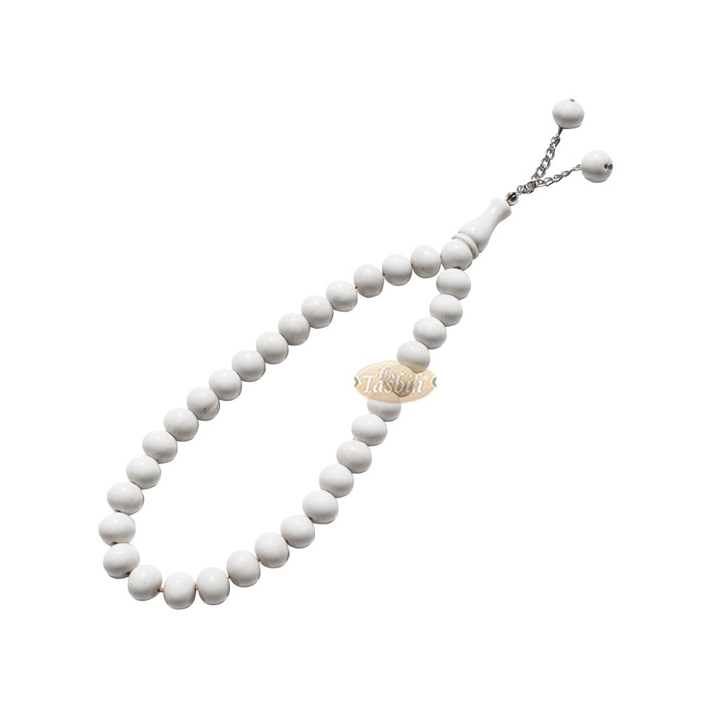 Cream Monomer 33-Bead Tasbih with 2 Bead Chain Tassel
