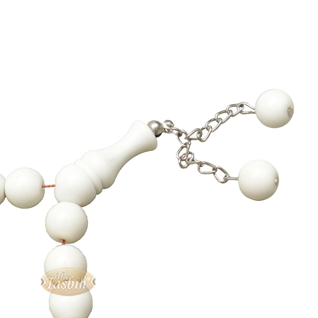 Cream Monomer 33-Bead Tasbih with 2 Bead Chain Tassel