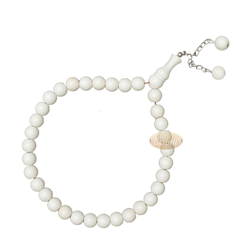 Cream Monomer 33-Bead Tasbih with 2 Bead Chain Tassel