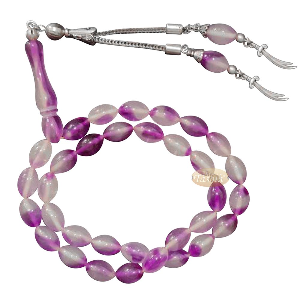 Purple Glow-In-The-Dark Plastic Tasbih – 12×8 mm Prayer Beads Subha