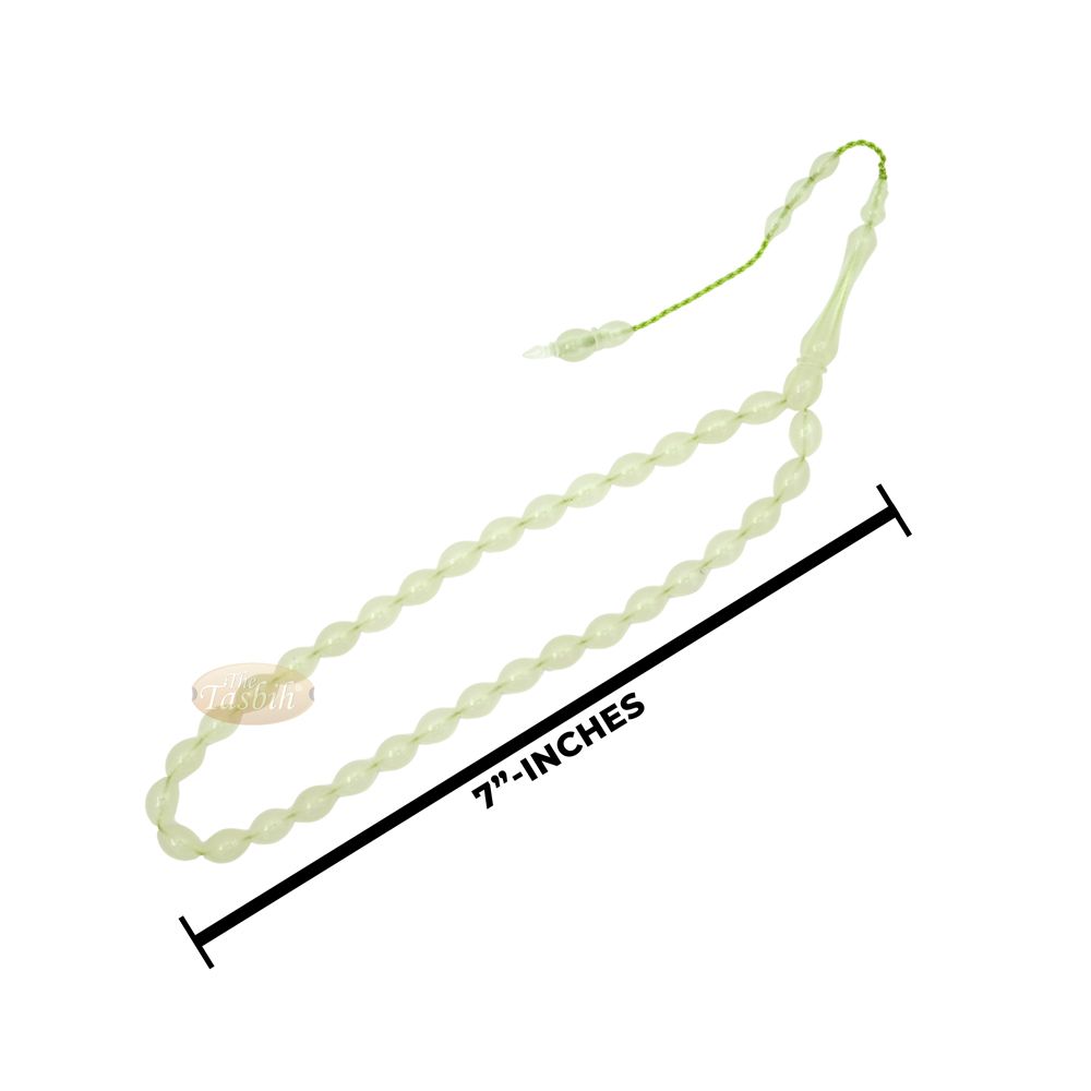 Green Glow-In-The-Dark Plastic Tasbih – 12×9 mm Prayer Beads Subha