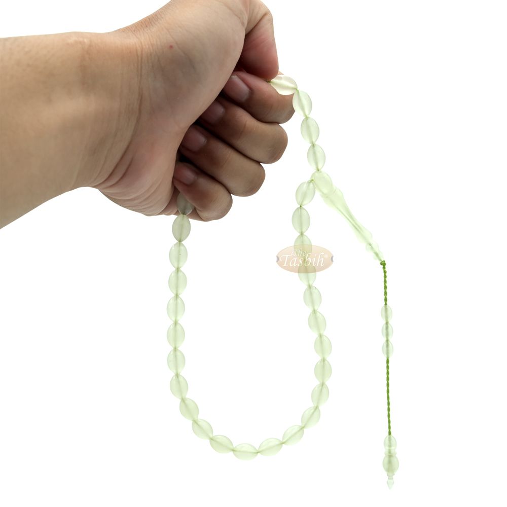 Green Glow-In-The-Dark Plastic Tasbih – 12×9 mm Prayer Beads Subha