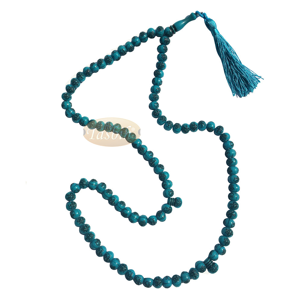 Basmallah Tasbih Plastik Biru 8 mm Doa Bismillahirrahmanirrahim Setiap Manik