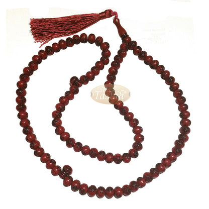 Basmallah Tasbih Plastik Merah Gelap 8mm Tasbih Bismillahirrahmanirrahim pada Setiap Manik