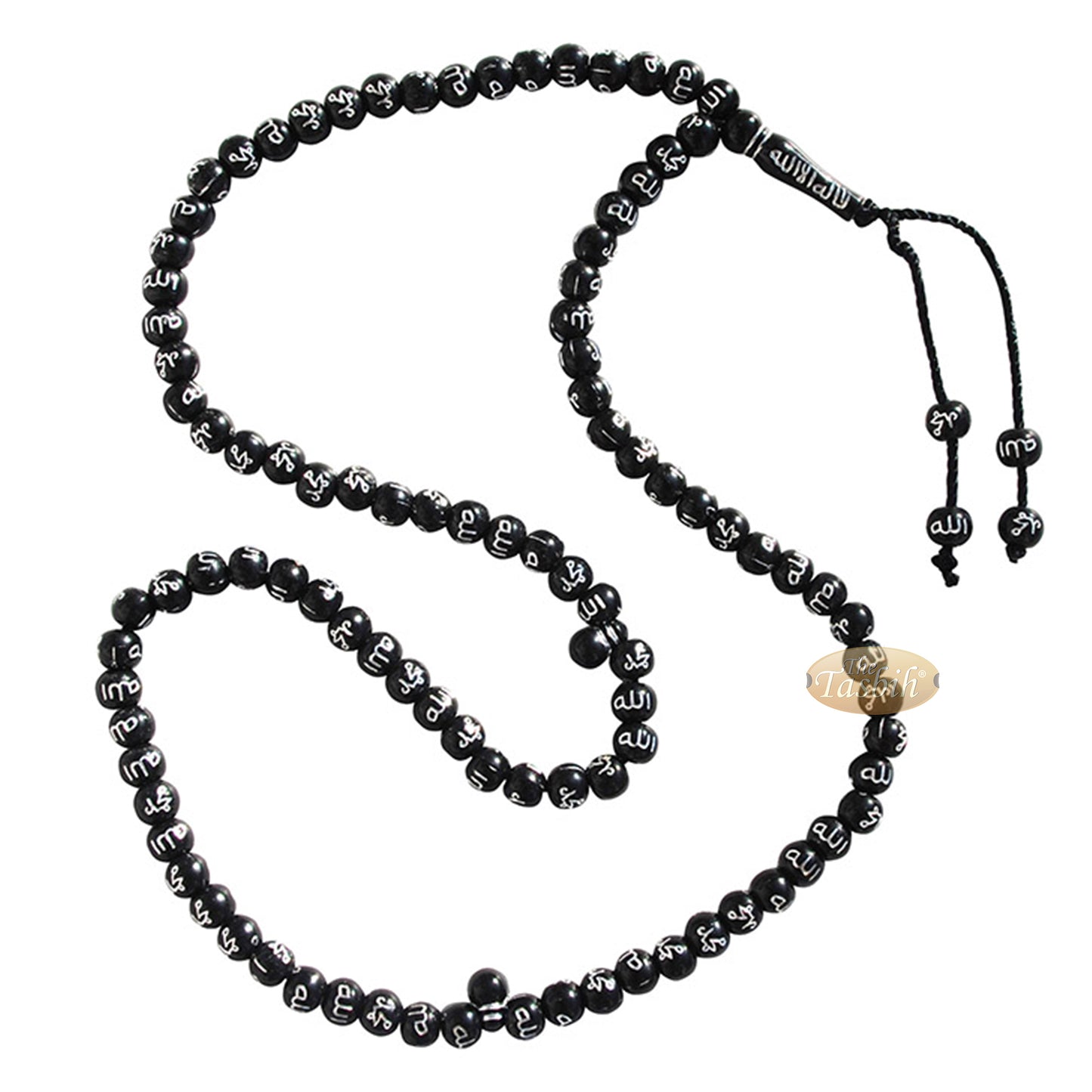 Tasbih Plastik Hitam Kecil 7 mm Perak Allah Muhammad