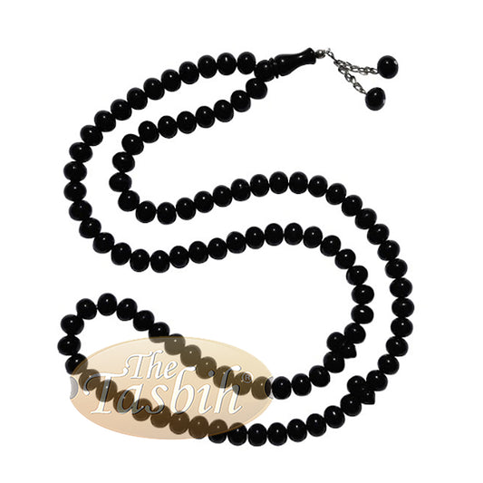 Large 12x9.5 mm Black Monomer Muslim Tasbih Prayer 99-Beads Chain Tassel