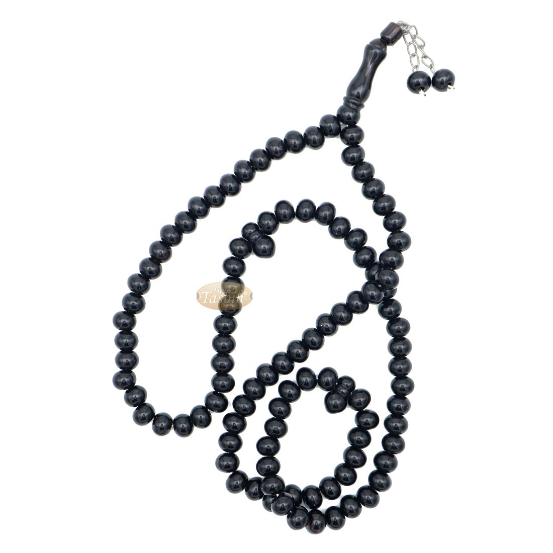 Large 12×9.5mm Black Monomer Tasbih Prayer 99-Beads Chain Tassel